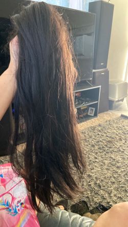 Long dark brown pony tail attachment