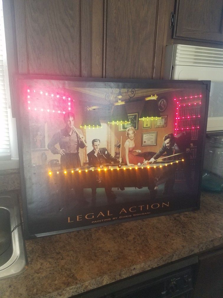 Legal Action Light Up Wall Art With James Dean ,Marilyn Monroe ,Humphrey Bogart, Elvis Presley
