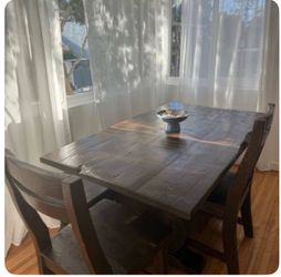 Dark Wood Dining Table with Chairs