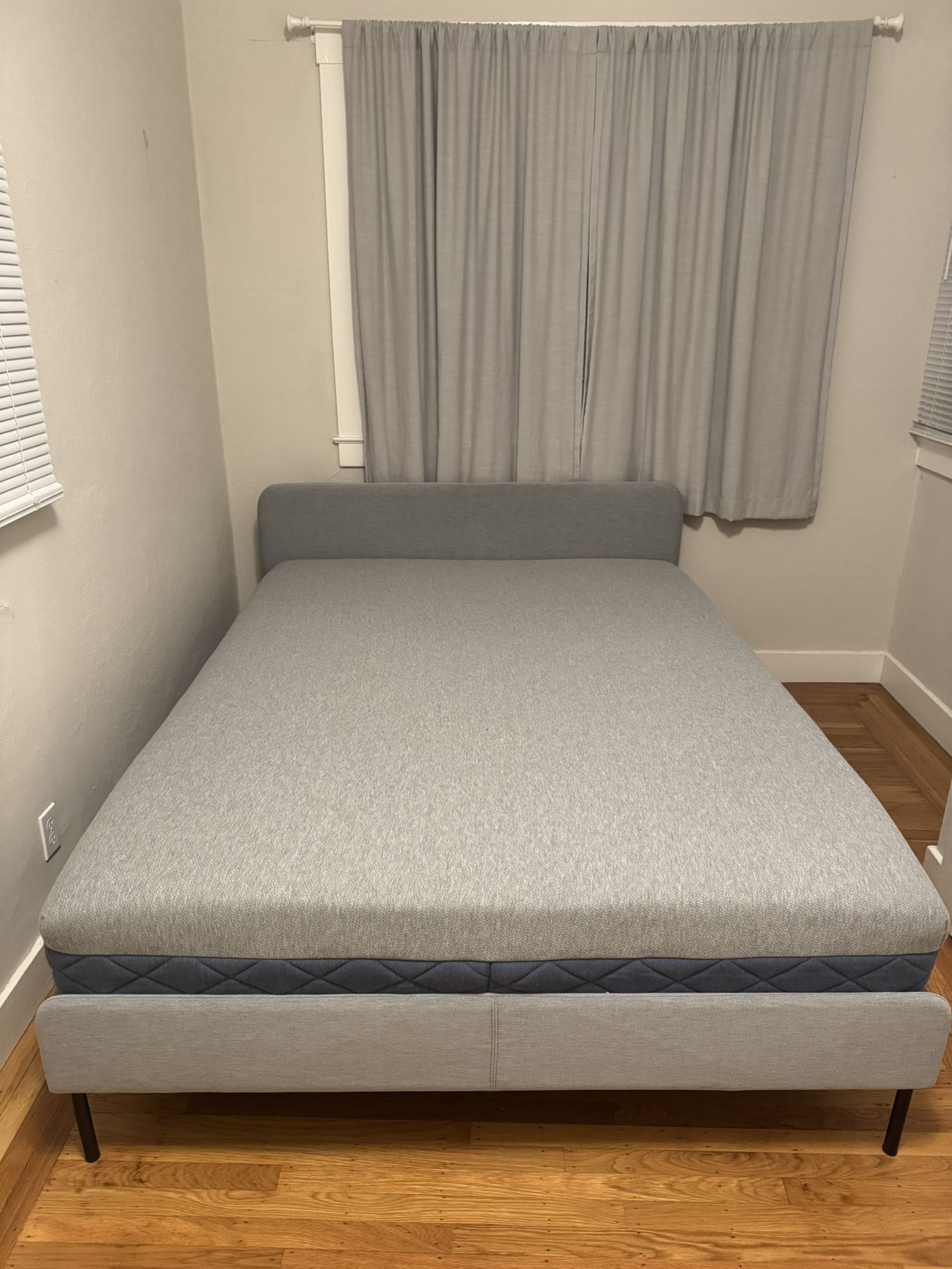 IKEA SLATTUM Queen-Sized Bed Frame + Brentwood Home Mattress