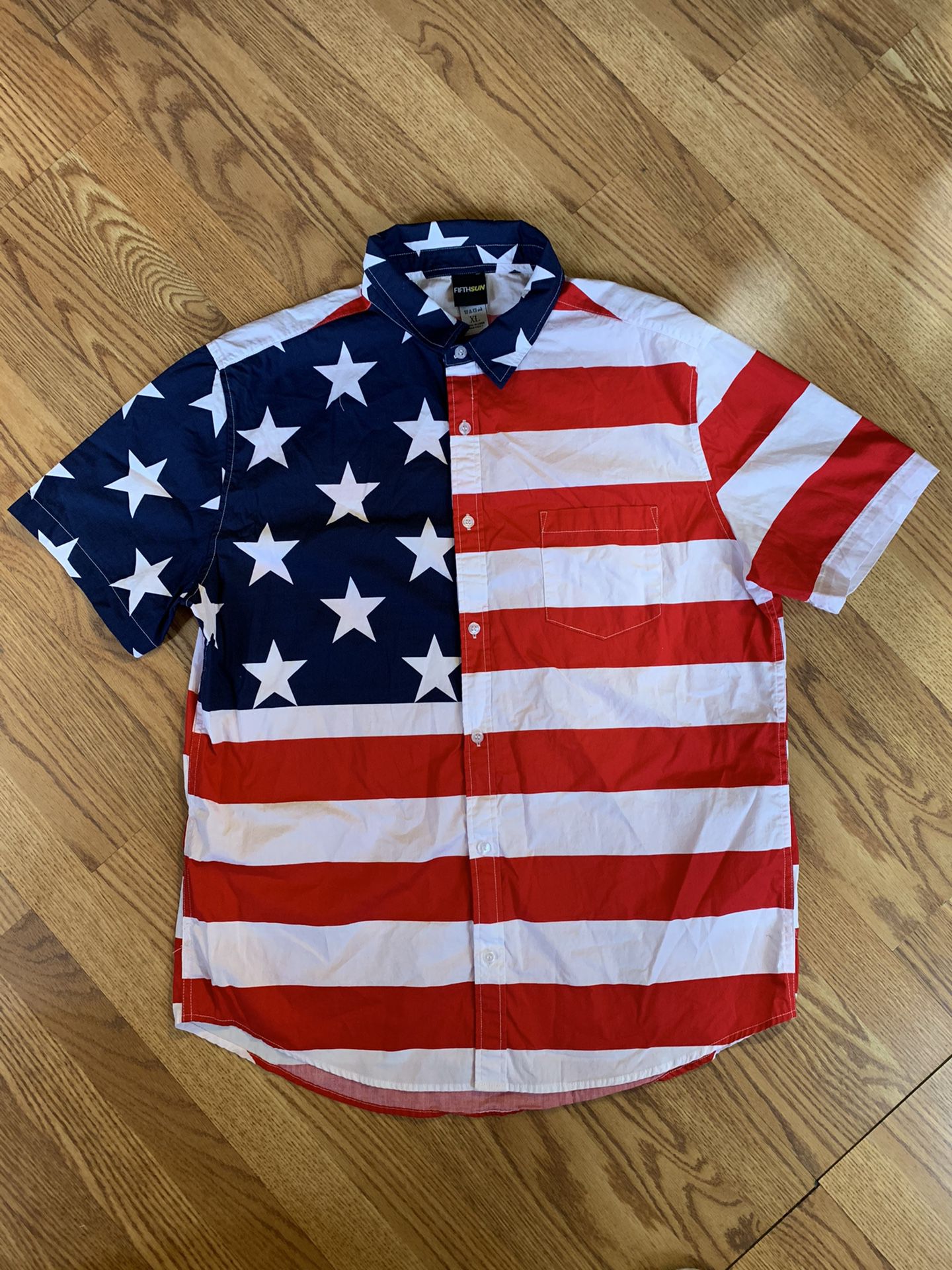 FIFTH SUN Men shirt PATRIOTIC American Flag XL USA flag cotton American