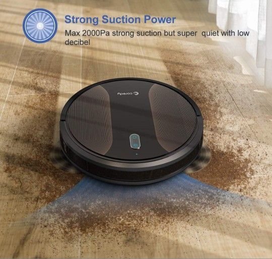 Coredy R580 Robot Vacuum Cleaner, Wi-Fi, App Controls, Work with Alexa, Sweep 2000pa Strong Suction, Slim, Quiet