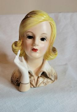 Vintage Ceramic Lady Head Vase #624