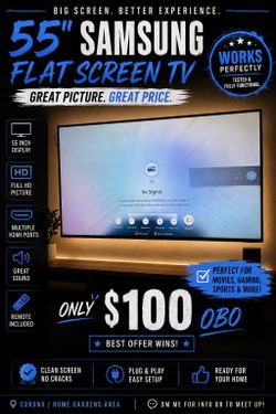 55” Samsung Flat Screen Smart TV