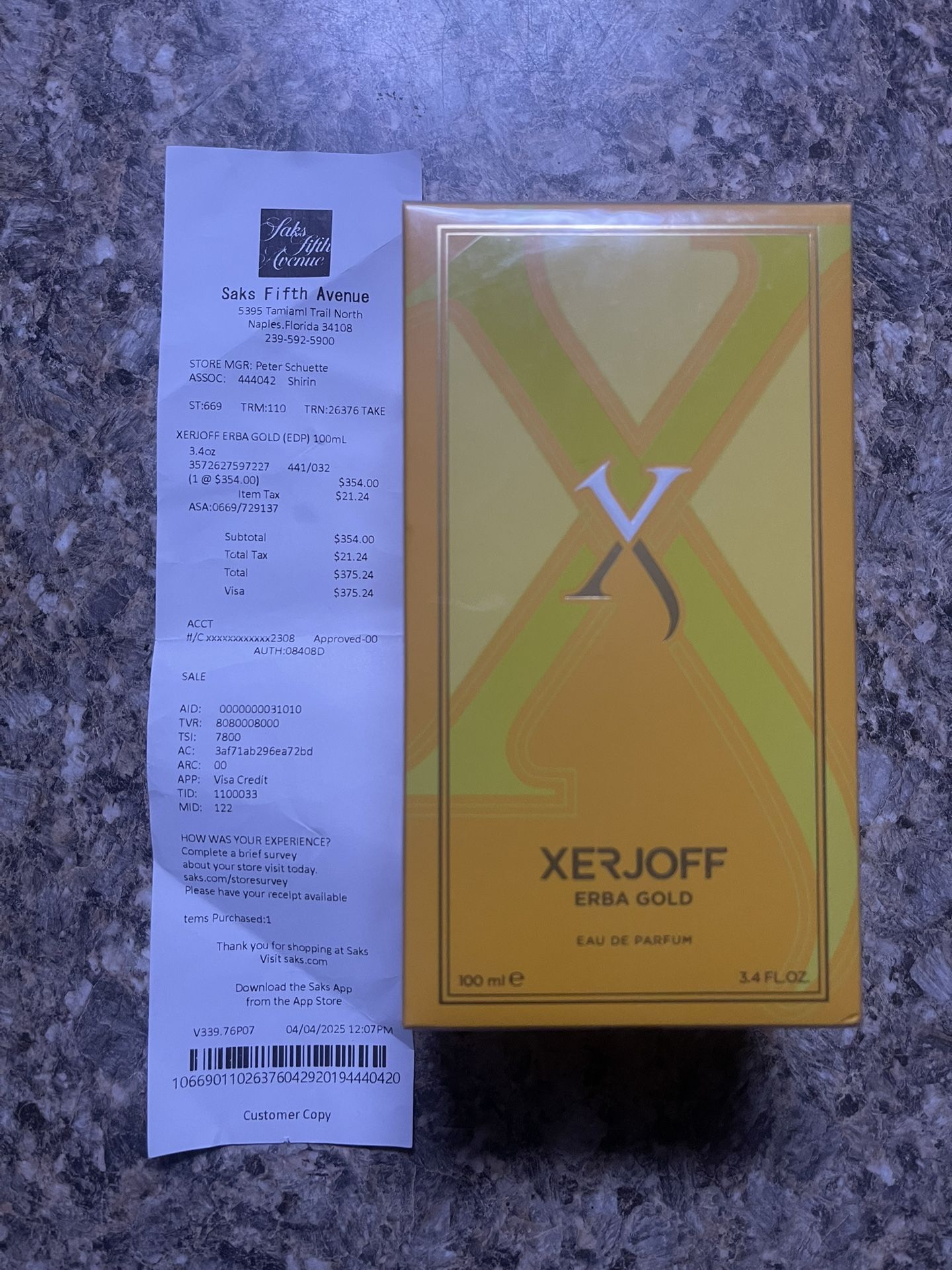 Brand New Xerjoff Erba Gold 3.4fl.oz (100ml)