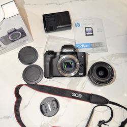 Canon EOS M50 Mark II Mirrorless Digital Camera with 15-45mm Lens (Black)