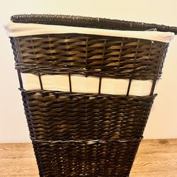 Tall Wicker Basket With Washable Cotton Insert 