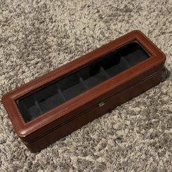 Woodburry leather watch display case
