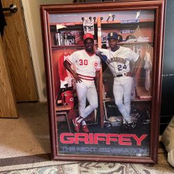 Ken Griffey, Jr. & Sr. Signed Poster.  Baseball Collectibles