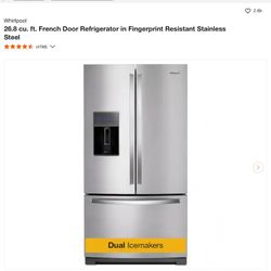 Whirlpool 26.8 cu. ft. French Door Refrigerator in Fingerprint Resistant Stainless Steel