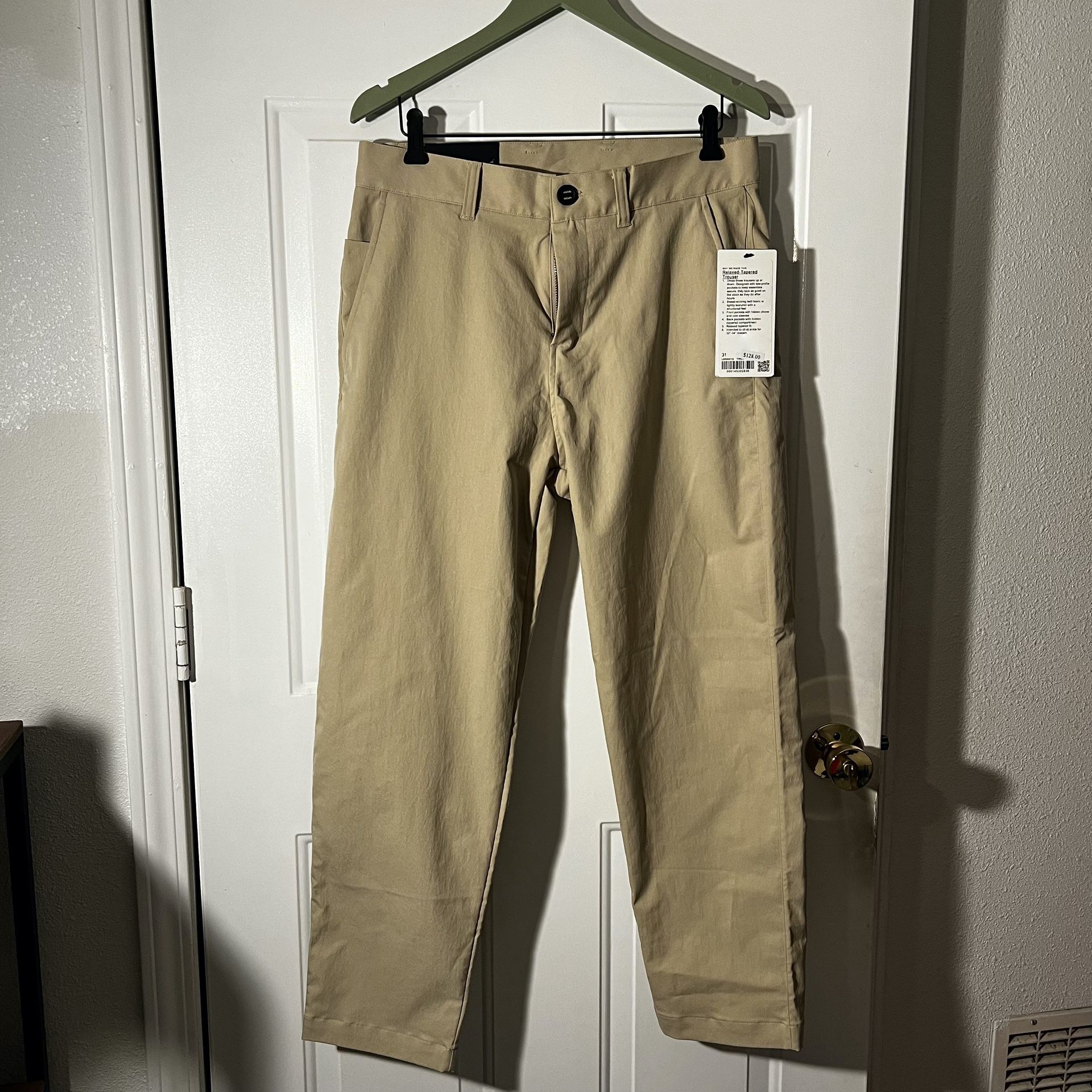 Brand New Lululemon Relaxed Tapered Trousers Light Tan Size 31