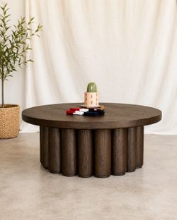 Cokas Diko Timber Round Coffee Table 48” – Organic Modern Oak