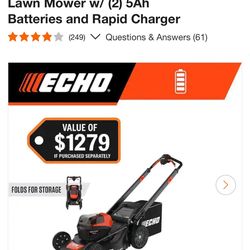 56V 21 in. Cordless Battery 3-in-1 Walk Behind Self-Propelled Lawn Mower w/ (2) 5Ah Batteries and Rapid Charger