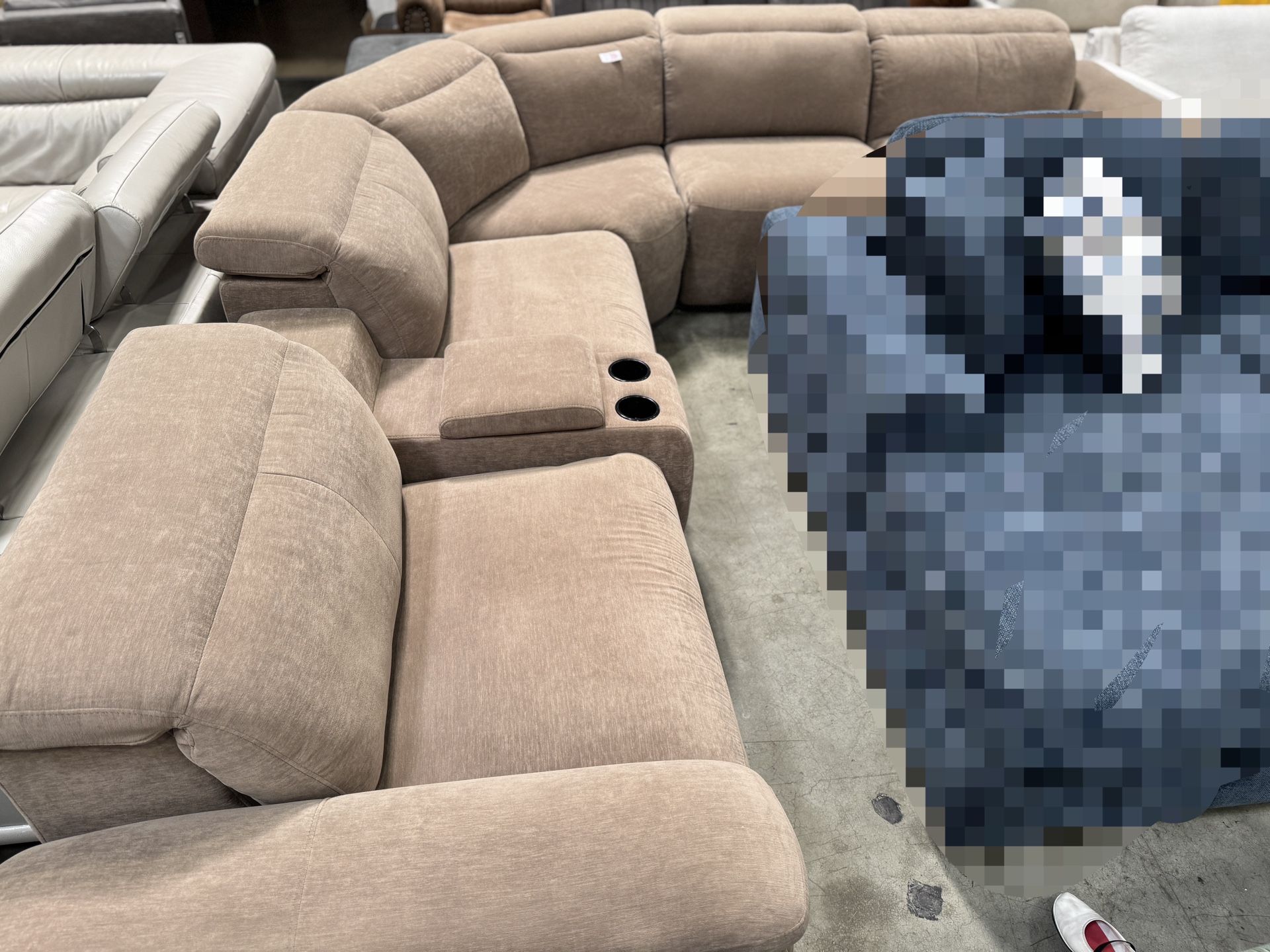 138” Fabric Power Sectional Sofa With Recliner:$780