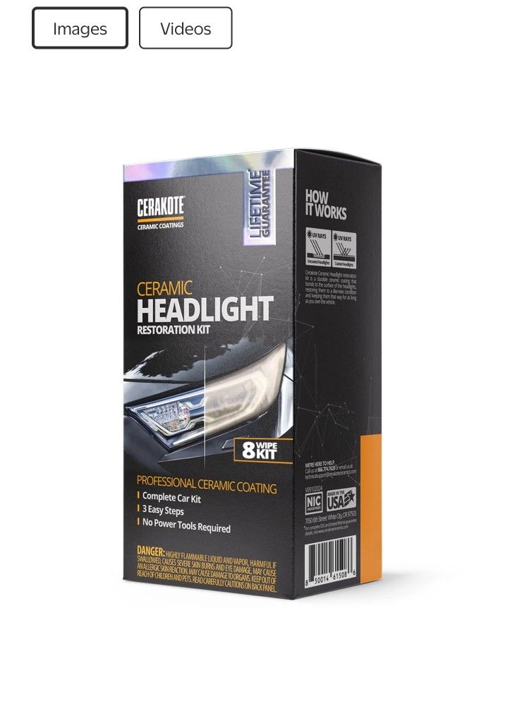 Cerakote Ceramic Headlight Restoration Kit - Ceramic Coating that Restores Headlights to New - 8 Wipe Kit