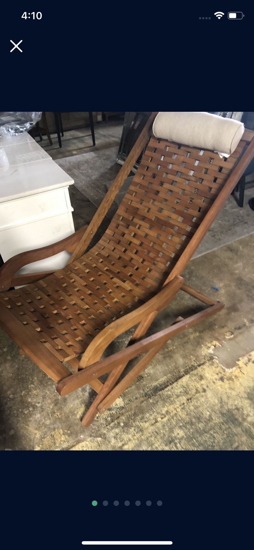 New Open Box FOLDING EUCALYPTUS SWING OUTDOOR LOUNGE CHAIR WITH HEAD PILLOW NEW OPEN BOX WOODEN FOLDING CHAIR