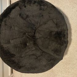 Black Faux Fur Saucer Chair – Foldable & Cozy