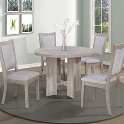 👻 Round Dining Set 5 Pcs, Light Gray Color, New In The Box.