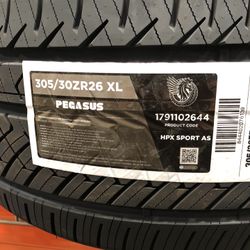 Brand New Tires (1) Pegasus HPX Sport AS (305/30ZR26XL) (Single) ($149)