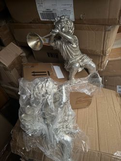 Set of 2 Angel Figures with Horn by Valerie