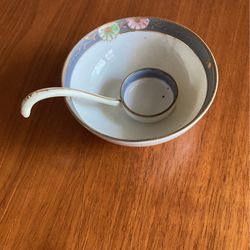Nippon three footed bowl and ladle