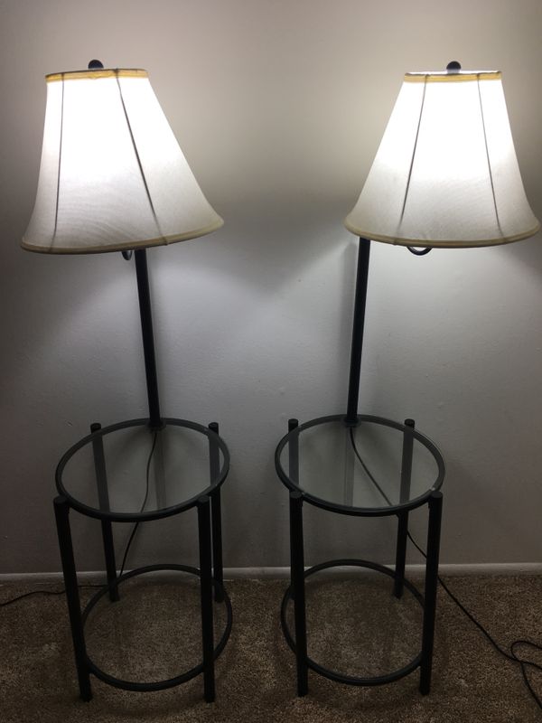 Two Mainstays Transitional Glass End Table Lamp Matte Black