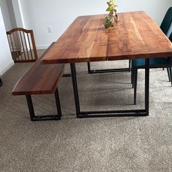 Dining table and side bench
