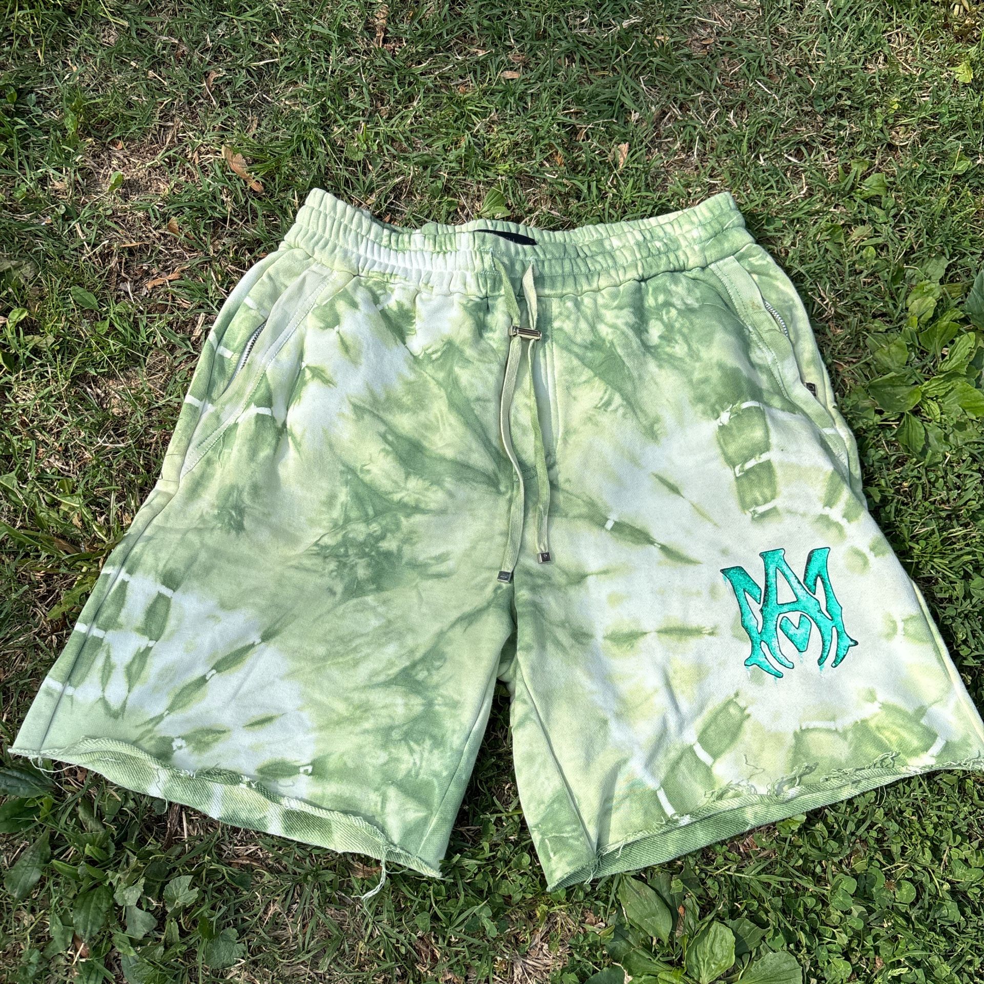 Green Tie Dye Amiri Sweat shorts