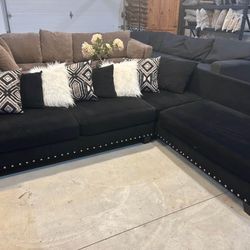 Suede Black Sectional, Beautiful 