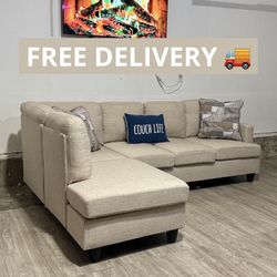 Tan Sectional Couch 🛋️- FREE DELIVERY 🚚 