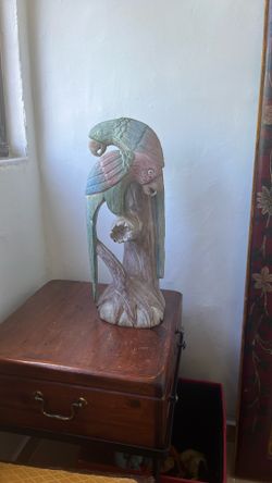 parrot sculpture, solid wood