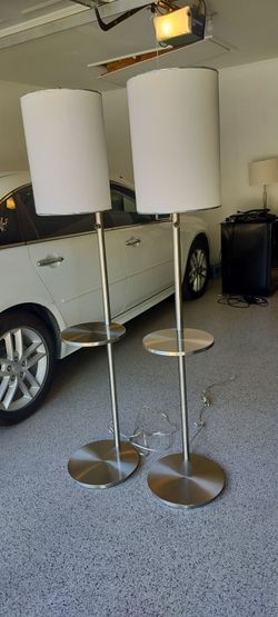 Pair of Modern Floor Lamps with Side Table
