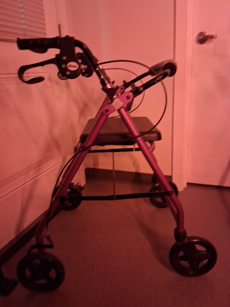 Walker DRIV BRAND /MEDICAL WALKER PREMIUM 🛞Wheels 🛞 Great  Brakes METALLIC RUBY Red  GOOD WHEELS! 