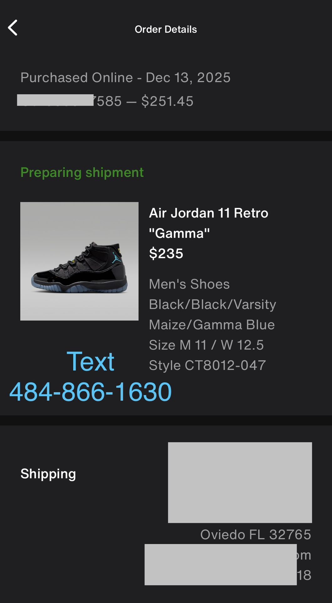 Air Jordan 11 Retro Gamma Blue Size 11
