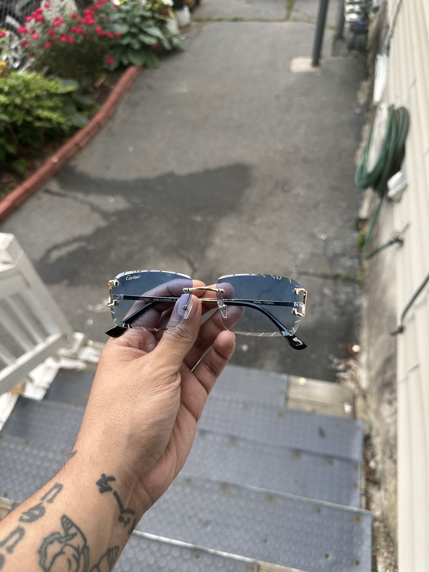 Cartier Sunglasses Blue tint And Gold Frames