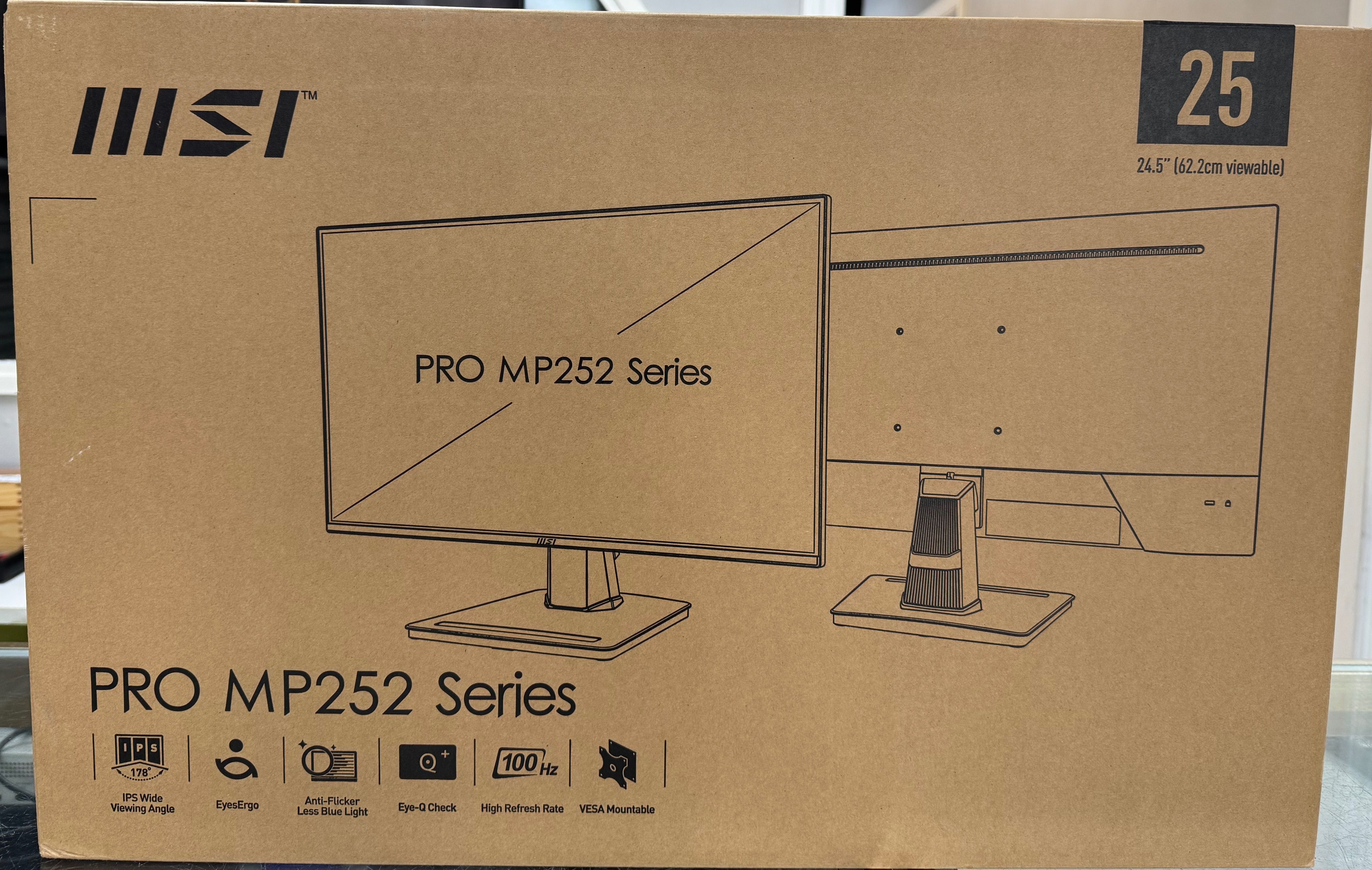 MSI PRO MP252 E2 24.5-inch IPS 1920 x 1080 (FHD) Gaming Office Monitor, 100hz