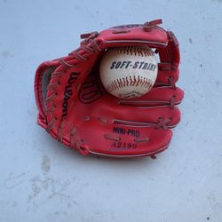 Baseball T-ball Glove And  Ball