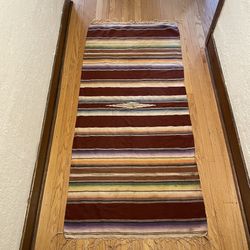 Authentic 1930s Antique Mexican Wool Rug, Serape Or Blanket