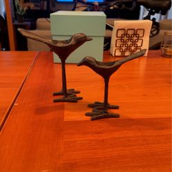 Cast Iron Bird Candle Holder Set Of 2