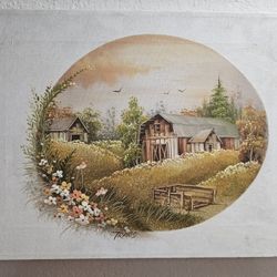 Rustic Barn Landscape Painting on Canvas – 16" x 12" 