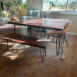 DINING TABLE & COFFEE TABLE SET REAL WOOD LIVE EDGE