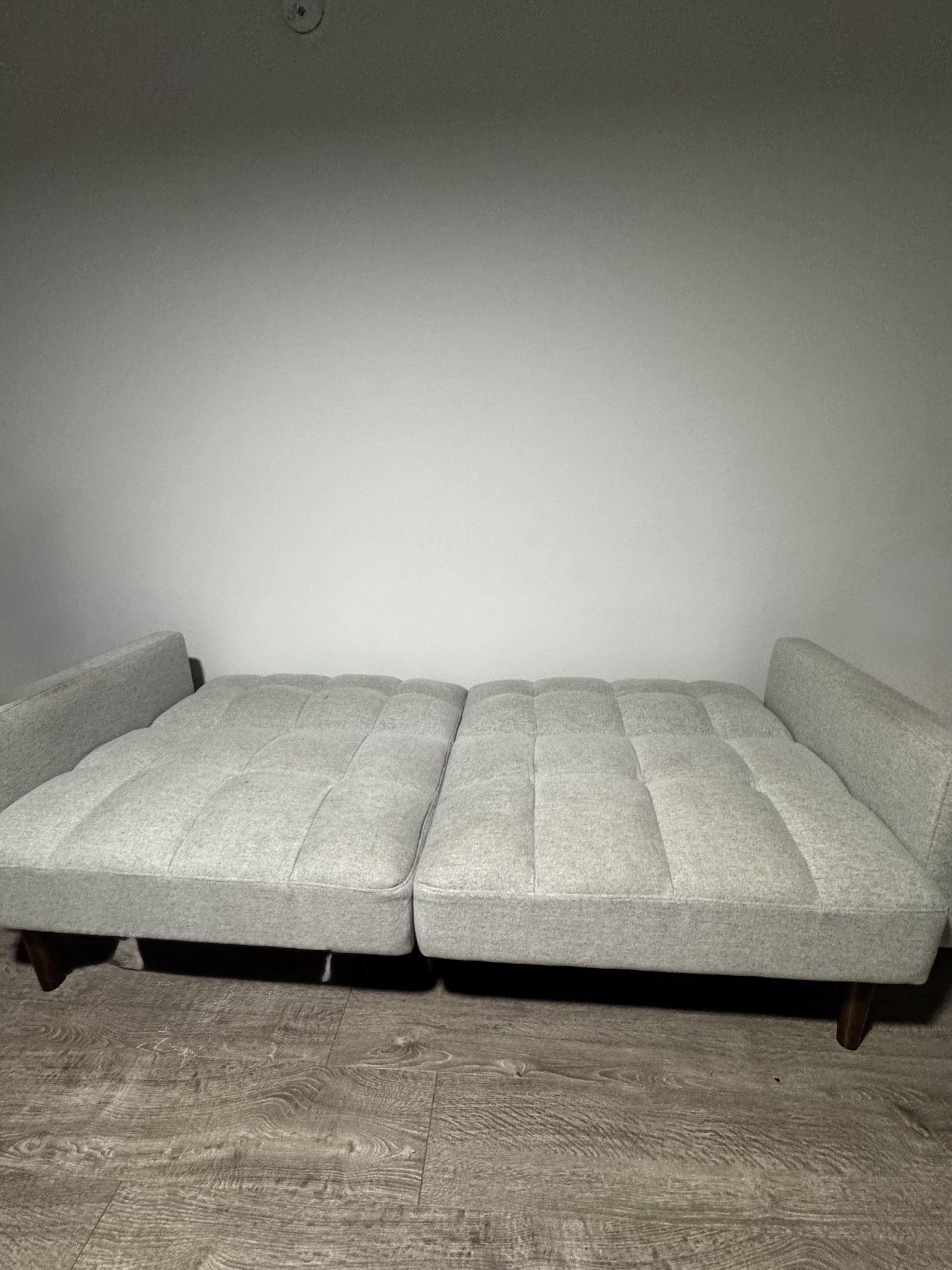 Modern Sleeper Sofa – Light Grey, Folds Flat for Guests
