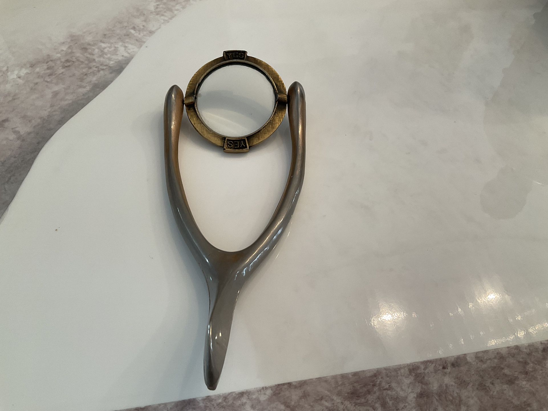 Vintage 1970’s Ted Arnold Bronze wishbone rotating magnifying glass