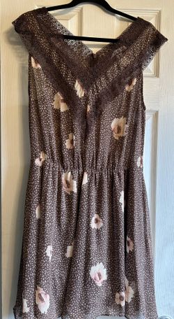 H&M Lace Overlay Romper - Brown Floral 