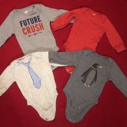 Baby Boy Long Sleeve Bodysuit Lot 3-6m