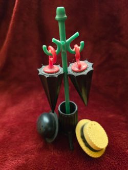 SALT AND PEPPER... Miniature Dollhouse Umbrella Stand with Accessories