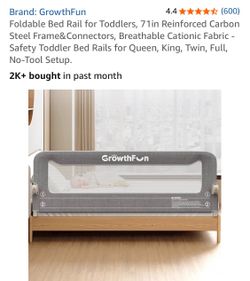 GROWTHFUN new folding bed rail for toddler 71”