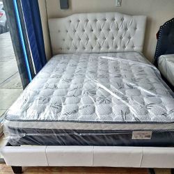 NEW QUEEN BED FRAME WITH MATTRESS