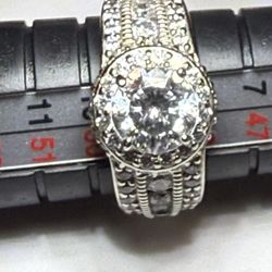 CZ Diamond Ring In 925 Silver Studded With CZ Diamonds Woman’s Female 