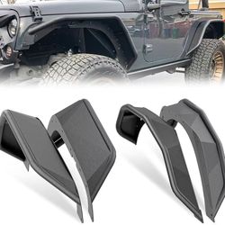for JK 4-Piece Tubular Front and Rear Fender Flares Kit Compatible with 2007-2018 Jeep Wrangler JK JKU Unlimited 2/4 Doors, Off-Road Heavy Duty Steel 